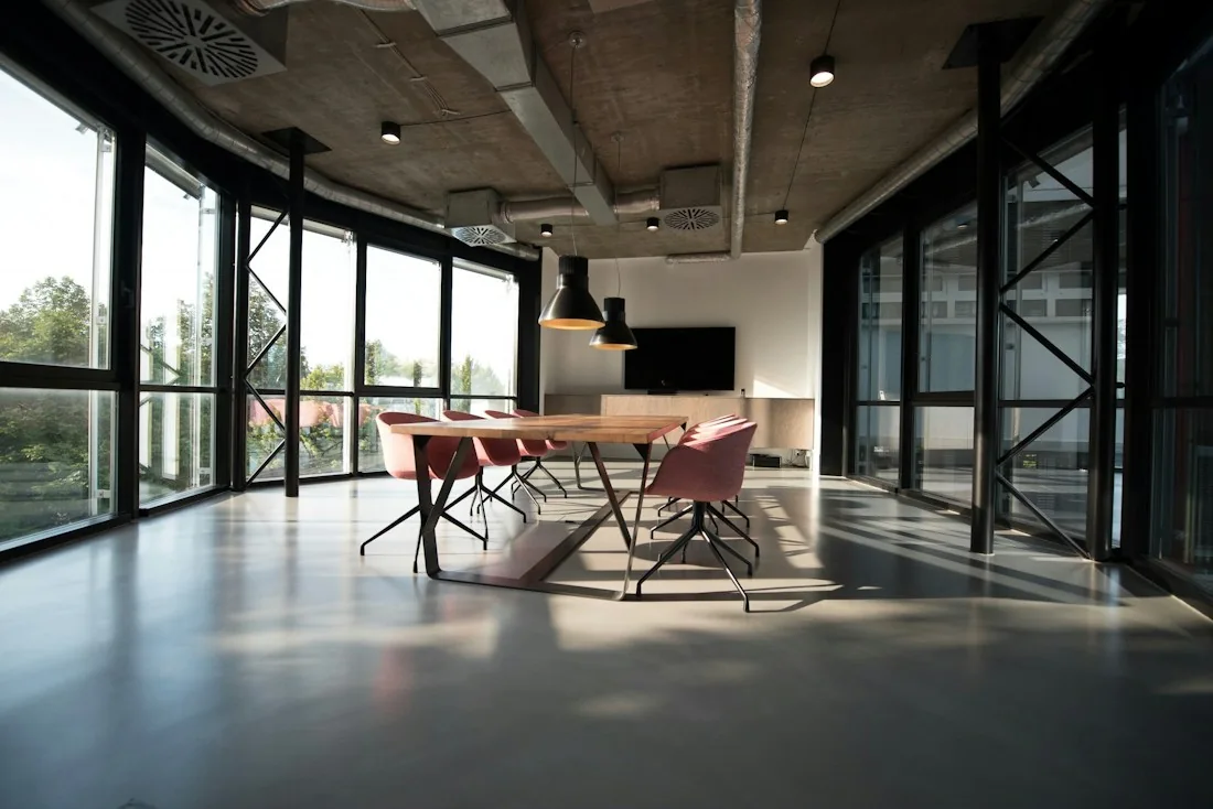 Illustrative stock photograph: bright modern workspace